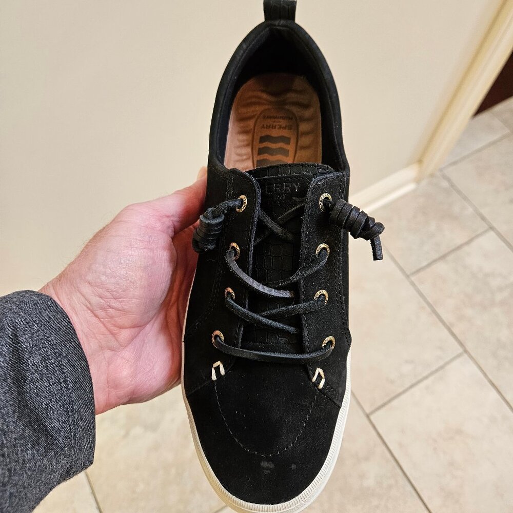 Sperry Women's Crest Vibe Plushwave Black Snake Nubuck Leather Sneakers, Sz 9 - Picture 13 of 16